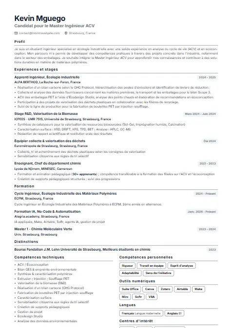 Aperçu du modèle « Minimaliste »